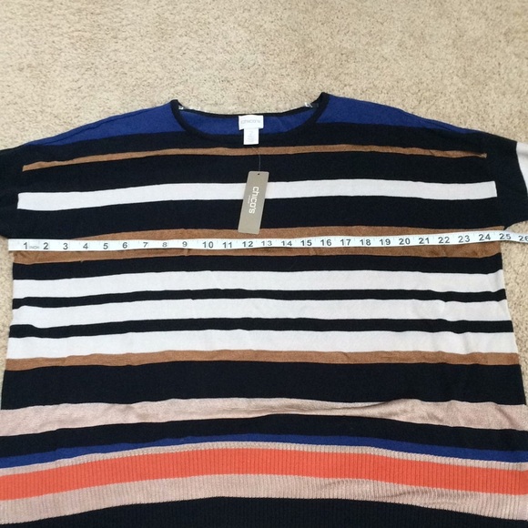 New! Chico’s SZ 2, Connie striped pullover sweater - Picture 8 of 9
